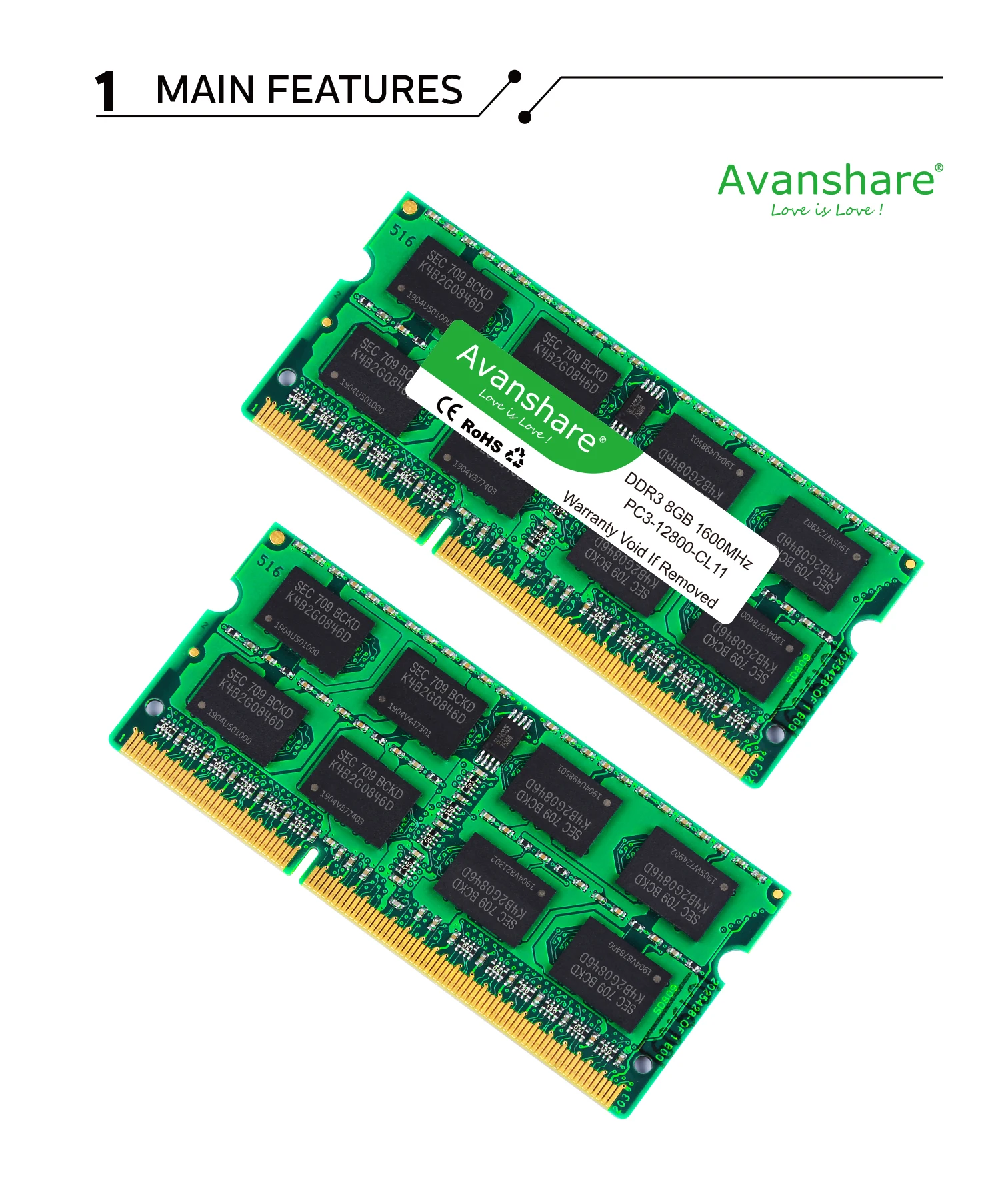 Avanshare Sodimm оперативной памяти 1,5 в ноутбука DDR3 2 ГБ/4 ГБ/8 ГБ DDR3 PC3 10600 1333 МГц DDR3 PC3 12800 1600 МГц 204pin для супер игровая