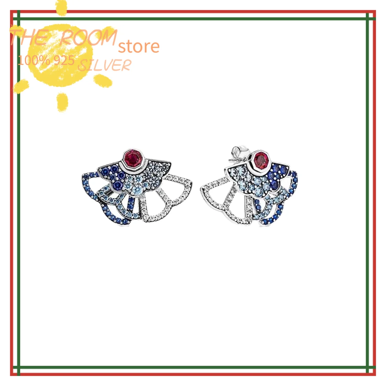 

Summer 2020 new 925 pure silver fan earrings for original Pando CHARM BRACELET WOMEN DIY jewelry