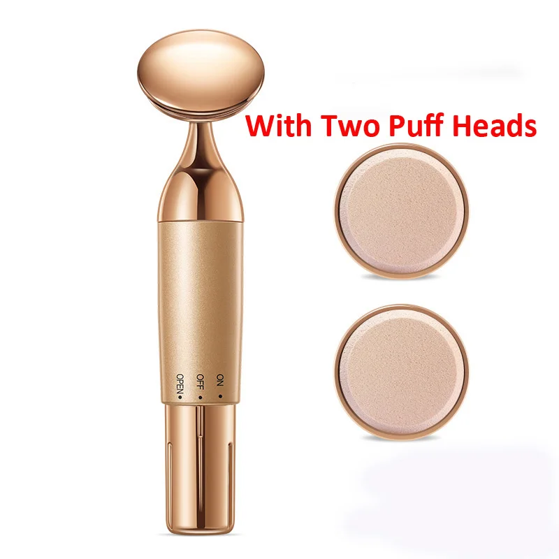 stick with 2 puff 1 шт., массажер для лица с эффектом гладкости кожи, средство для удаления морщин, темные круги, против отечности, массажная палочка для лица, инструмент для красоты - Цвет: stick with 2 puff