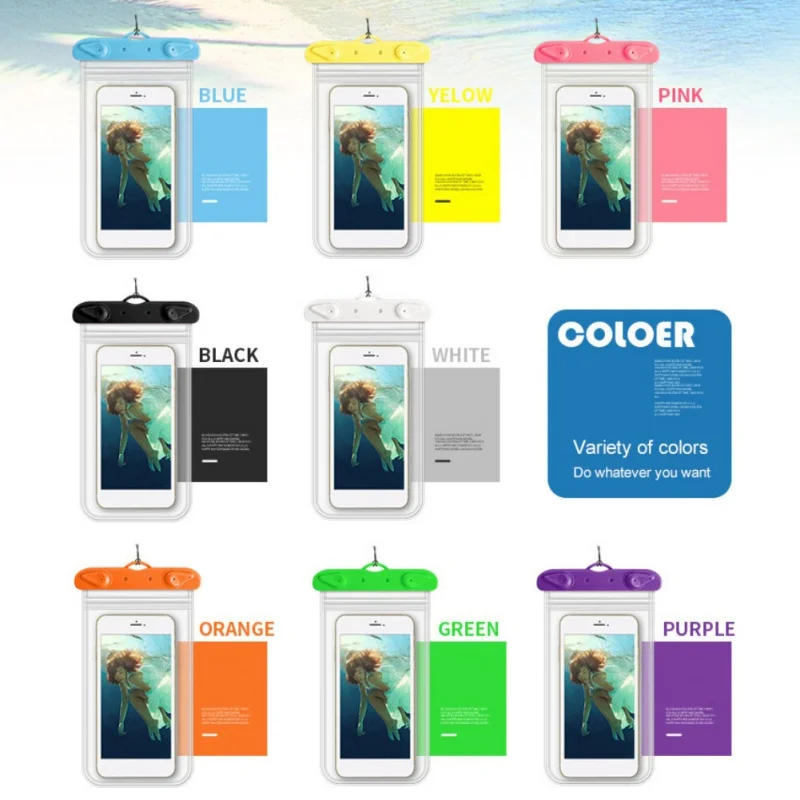 

4 Sides Swimming Diving Touch Screen Double Layers Waterproof Mobile Phone Bags Phone up to 6 inch