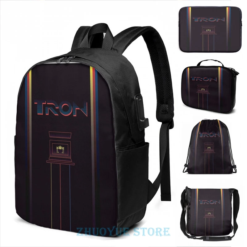 Забавный рюкзак с графическим принтом Tron(3) USB зарядкой мужские школьные сумки