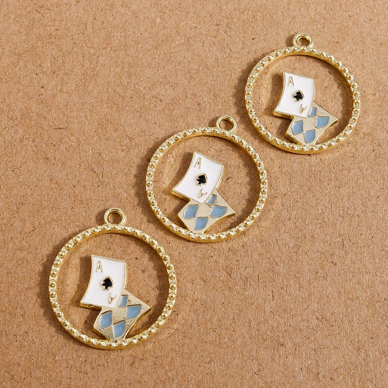 

10pcs 22*25mm Funny Alloy Pocker Charms for Pendants Necklaces Earrings Jewelry Making Hollow Charms DIY Handmade Jewelry Crafts