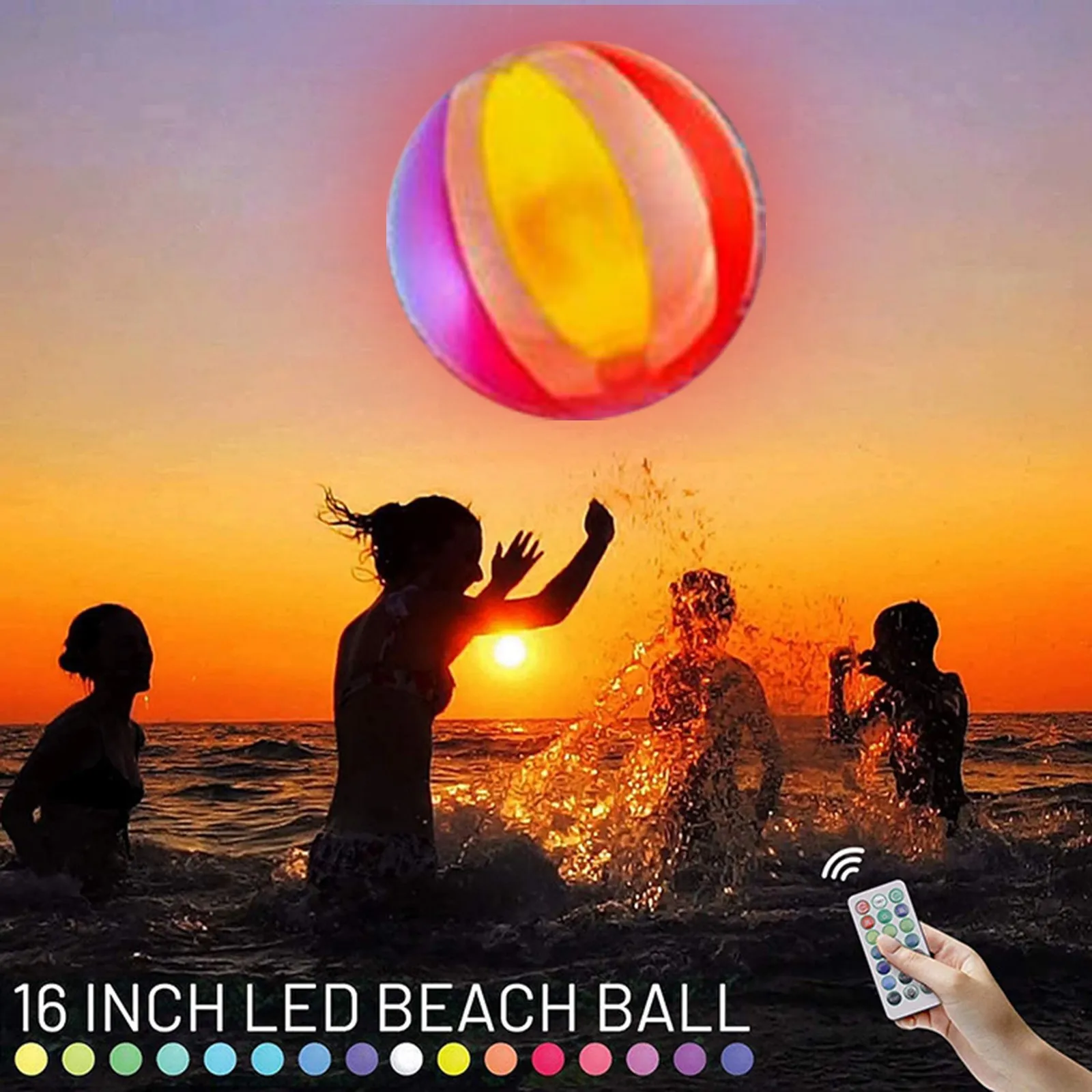 

Pool Toy 16 Colors Glow Ball 16'' Inflatable Led Light Up Beach Ball With Remote Water Toys Juguetes Playa Jouet Plage Для Пляжа