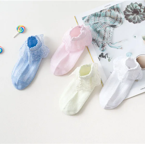 Модные детские носки для маленьких девочек гофрированные милые кружевные