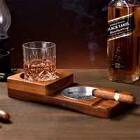 new collection solid wood whiskey cup holder cigar ashtray home creative decoration wine glass cigar accessories