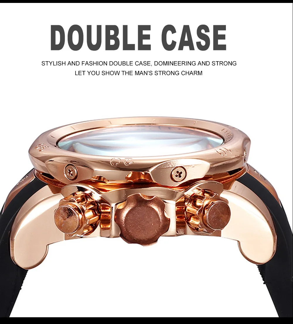 3D Силиконовые часы с черепом крутые персональные золотые кварцевые большим