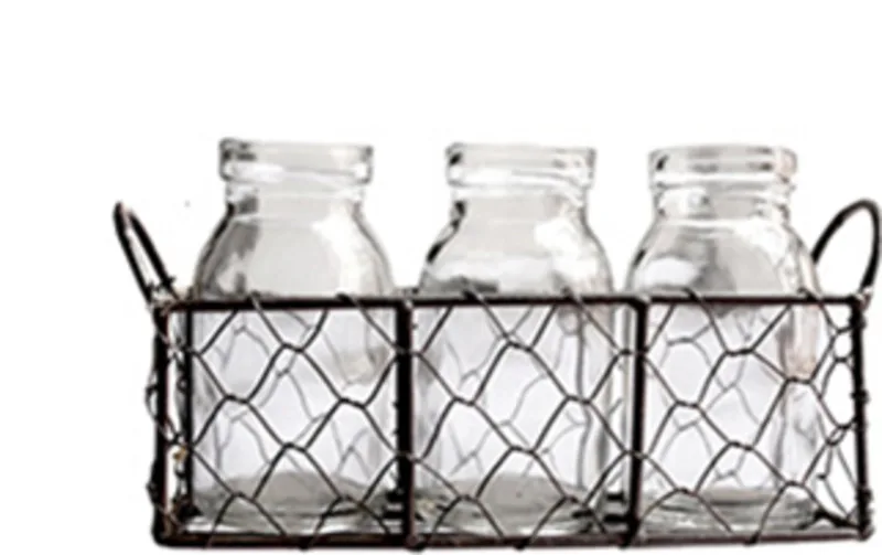

Сетчатая корзина из кованого железа бутылки для сока бутылка украшение творческий цветочный горшок держатель для мелких предметов Дисплей...