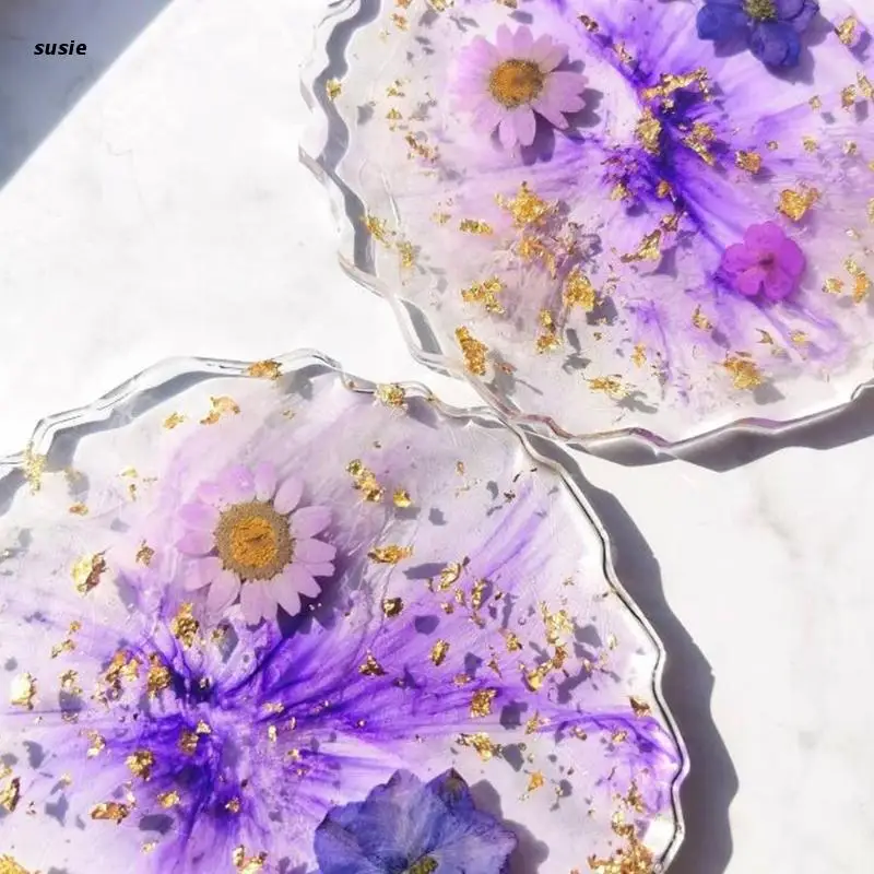 

10 Pcs Glossy Coaster Epoxy Resin Mold Agate Slice Cup Mat Casting Silicone Mould DIY Crafts Jewelry Placemat Plate Home X7YA