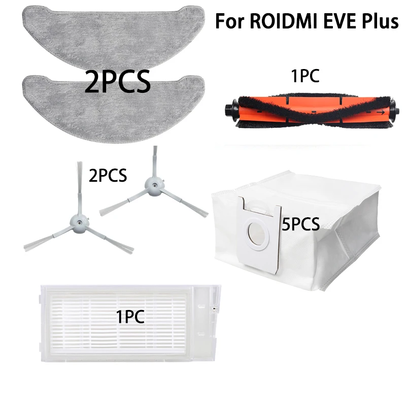 

For ROIDMI EVE Plus Vacuum Cleaner Parts Dust Bag Disposable Wipes Repetitive Wipe Filter Dust Bag Side Brush Accessories