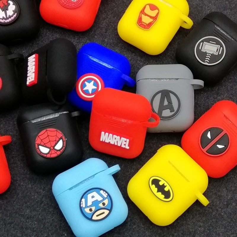 Marvel, Человек-паук, Супермен, беспроводные наушники, Airpods, чехол, сумка для Apple AirPods1/2, черный, красный, Бэтмен, bluetooth-гарнитура, коробка