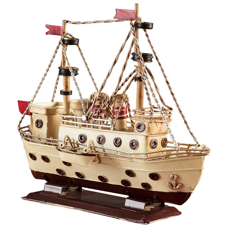 

Fashion American Vintage Handmade Iron Ship Model Home Furnishing Living Room Cabinet Office Decoration Boat Murals Models Gift