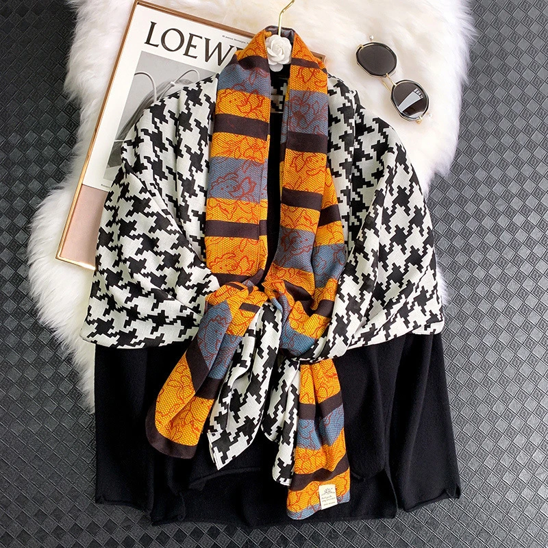 2021 autumn and winter new style luxury pure cotton shawl scarf ladies fashion printed neck wrap scarf Pashminas Muslim headscar