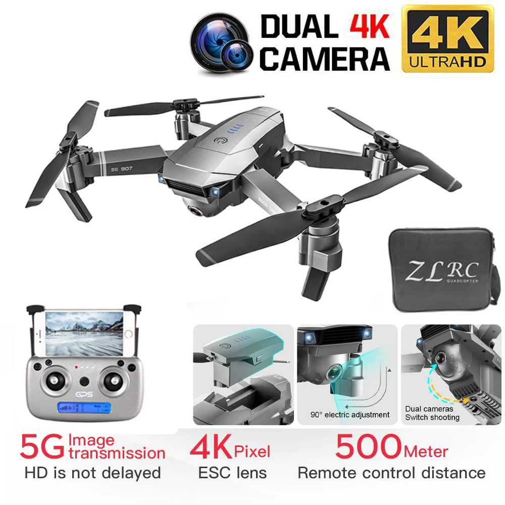 

New Quadcopter GPS Drone with 4K HD Dual Camera Wide Angle Anti-shake WIFI FPV RC Foldable Drones Professional GPS Follow Me