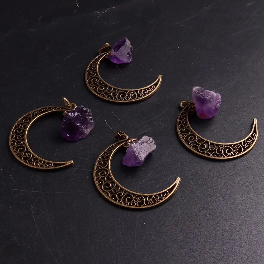 1 шт. ожерелье из сплава Reiki Healing Bronze Moon кристаллы аметиста с подвеской