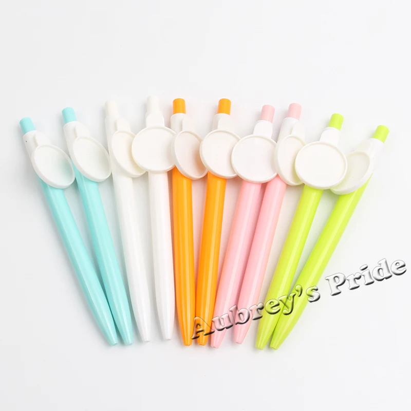 10Pcs White Green Pink Blue Orange Ball Pen For 1&quot 25mm Flat Sticker Image Metal Back Button Supplies Materials | Канцтовары для