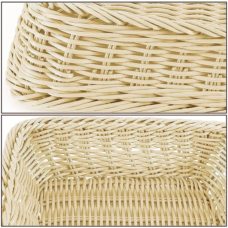 

3 Pcs Wicker Bread Basket,Handmade Woven Basket,Tabletop Display Organizer Serving Baskets for Food Fruit Snacks Storage