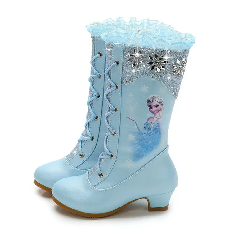 От 4 до 13 лет девочек Botas Frozen Elsa Детская зимняя обувь для принцесс Детские зимние