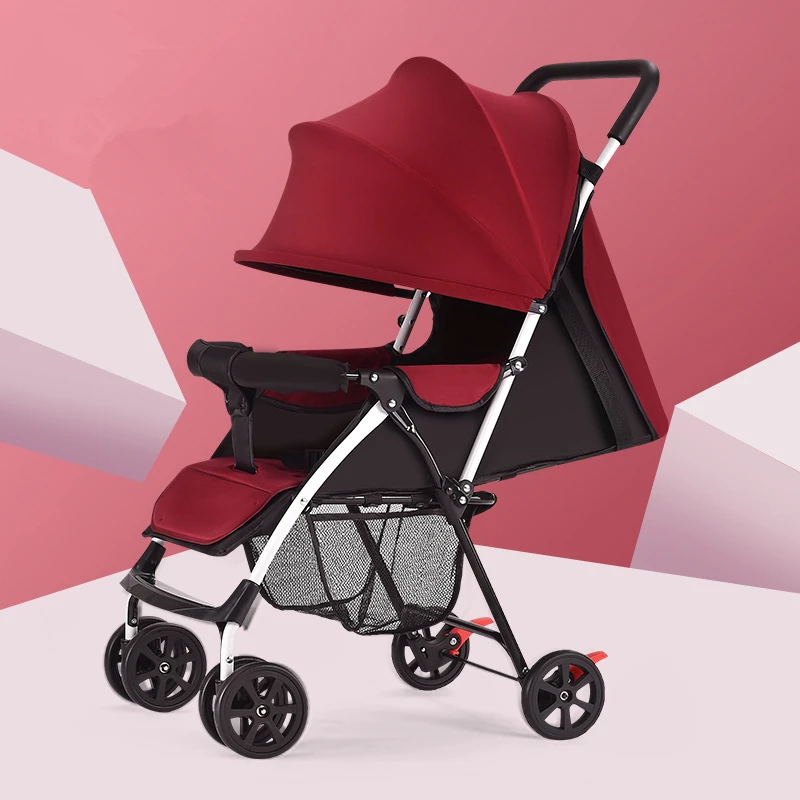 

3.5KG Lightweight Baby Stroller 3 in 1 Baby Wheelchair Portable High Landscape Reversible Stroller Pink Stroller Travel Pram