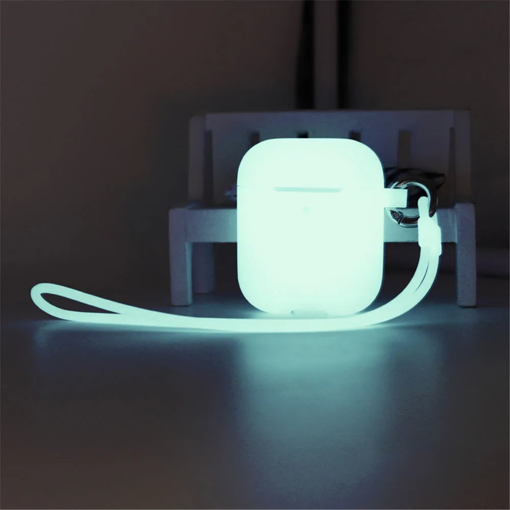 Светящийся силиконовый чехол для Air Pods, защитная крышка для наушников, чехол для Airpods, противоударный чехол, защита от потери