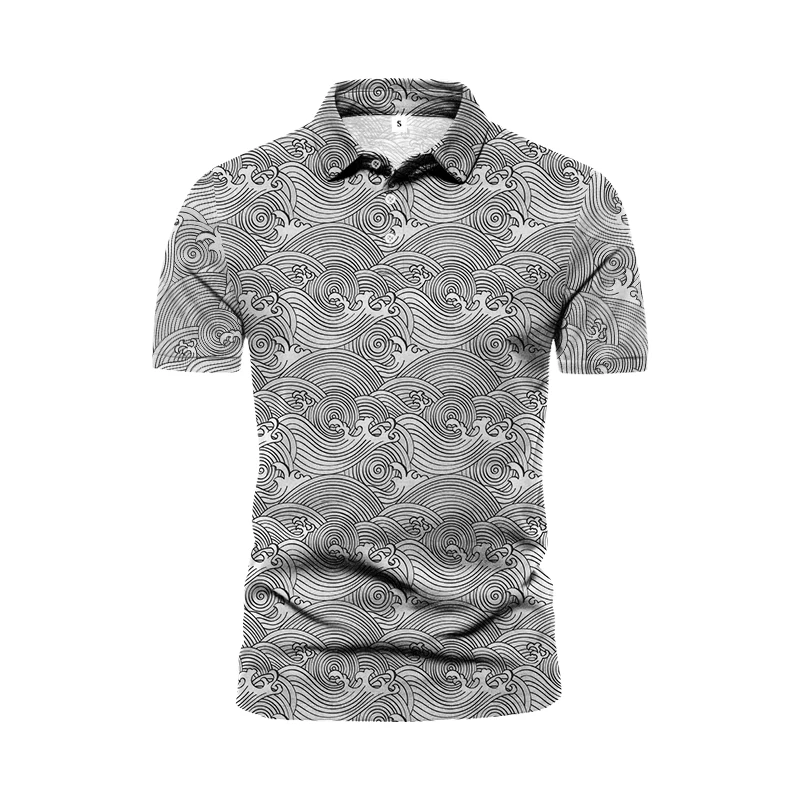 Рубашка-поло мужская с принтом в виде волн модная рубашка 3d-цифровой печатью