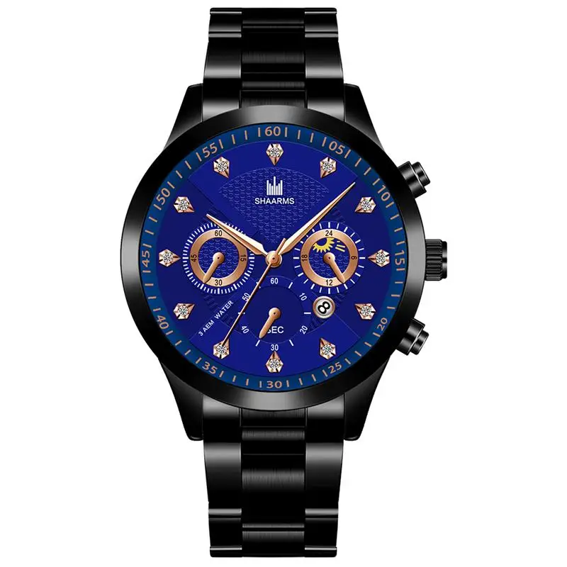 Sharms Роскошные мужские часы с бриллиантами модные кварцевые наручные из