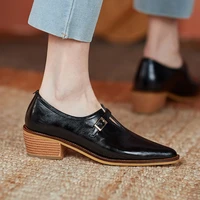 womens mid heel single shoes pointed toe fashion trend womens shoes thick heel pump womens shoes outdoor casual womens shoes