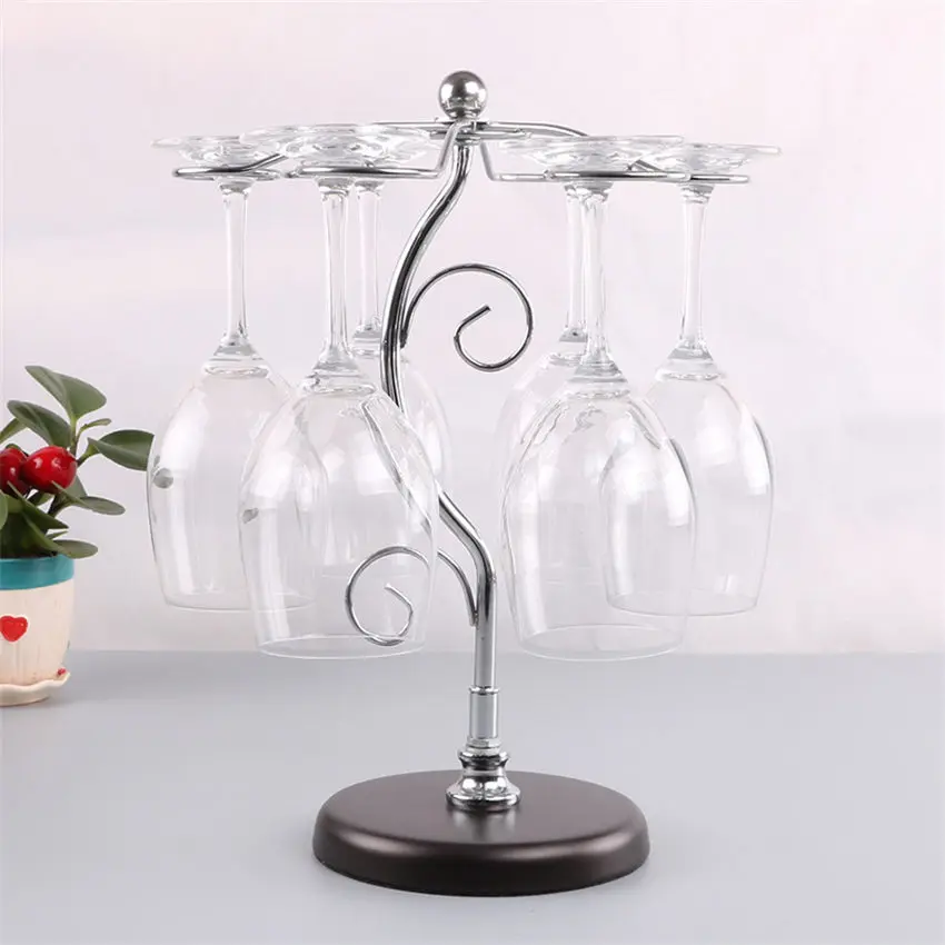 Wine Glass Rack Kitchen Bar Cup Hanging Holder Metal Goblet Display Stand Drinking Glasses Stemware Accessories |