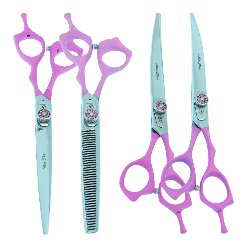 Meisha 7 inch Professional Pet Trimming Scissors Japan Steel Dog Grooming Shears Animal Curved Cutting Thinning Clipper B0058A