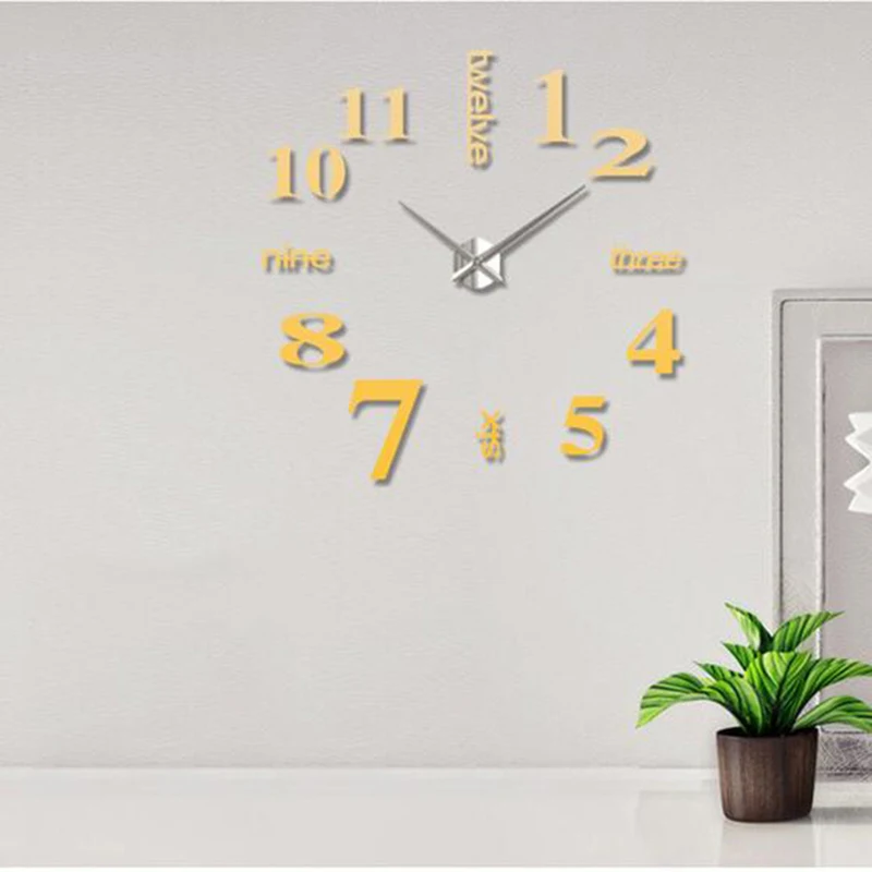 

3D Wall Clock Mirror Wall Stickers Creative DIY Wall Clocks Removable Art Decal Sticker Home Decor Living Room Quartz Needle Hot