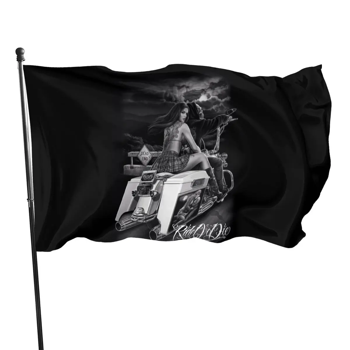 

90x150cm Skull Flames Tattoo BikerBanner Sexy Lady Beauty Art Home Decoration Hanging Flag indoor and outdoor decoration banner