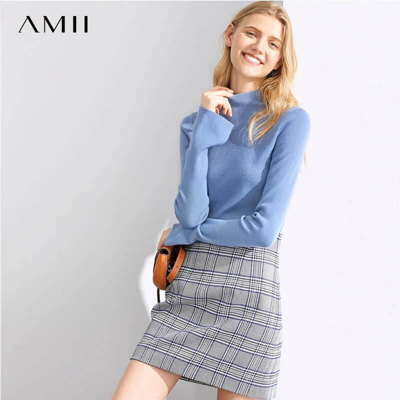 Женский свитер с высоким воротом Amii базовый однотонный мягкий облегающий