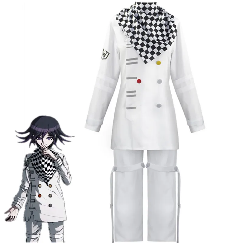 Danganronpa V3 Kokichi Ома президент Косплей Костюм Полный комплект костюмы зентай шарф