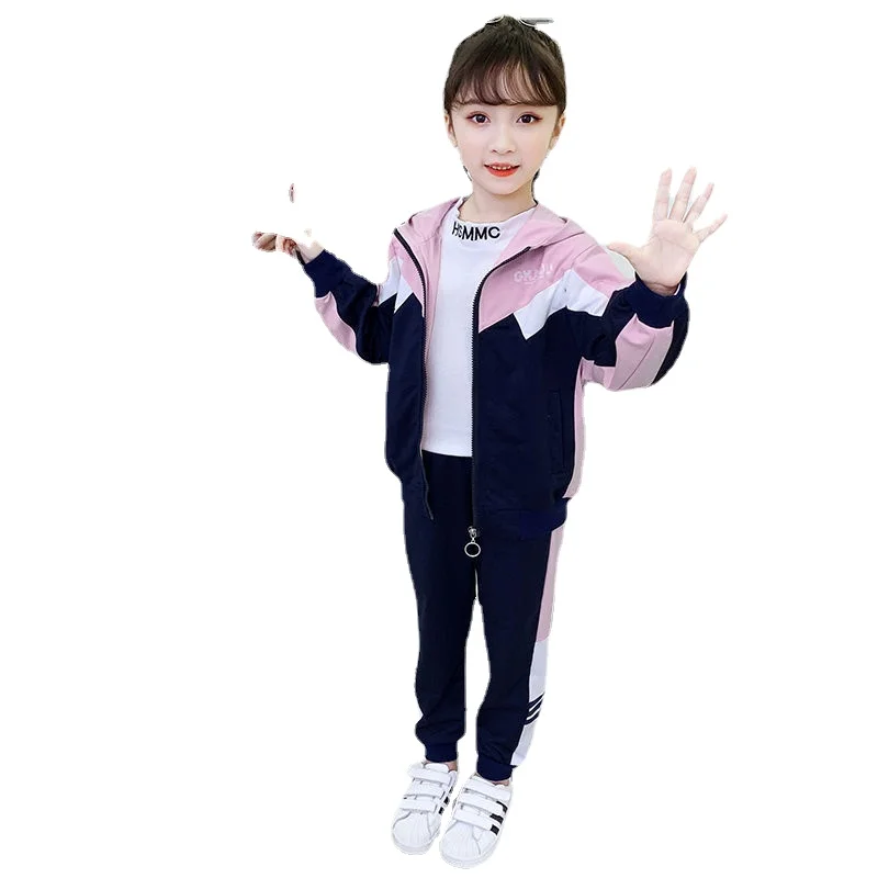 

Children's Clothing Girls Autumn Clothing Set New Net Red Girls Clothing Sports Sets Coat+shirt +pant 3pc Suits 4-12 Ages