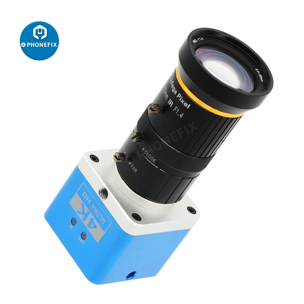 

HDMI 4K Ultra HD USB Industrial Live Digital Microscopio Camera and 5-50mm 3.0MP Varifocal 1/2.7" F1.4 Manual Iris CS Mount Lens