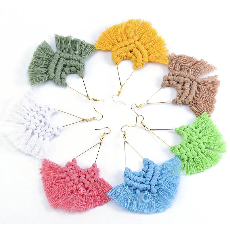 Новые большие плетеные богемные серьги ручной работы роскошные массивные с