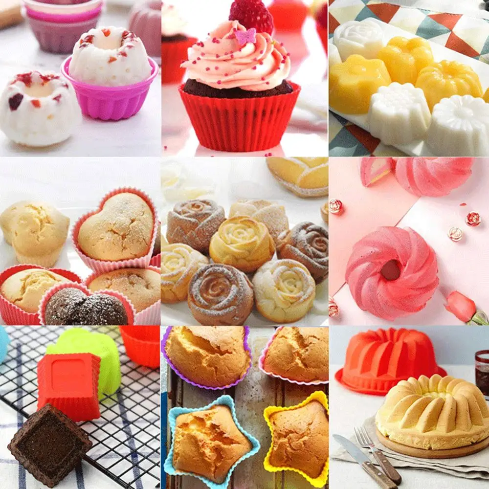 

36pcs/Set Silicone Cake Mold Muffin Cupcake Molds Non-Stick Heat Resistant Kitchen Baking Bakeware DIY Cake Decorating Tools