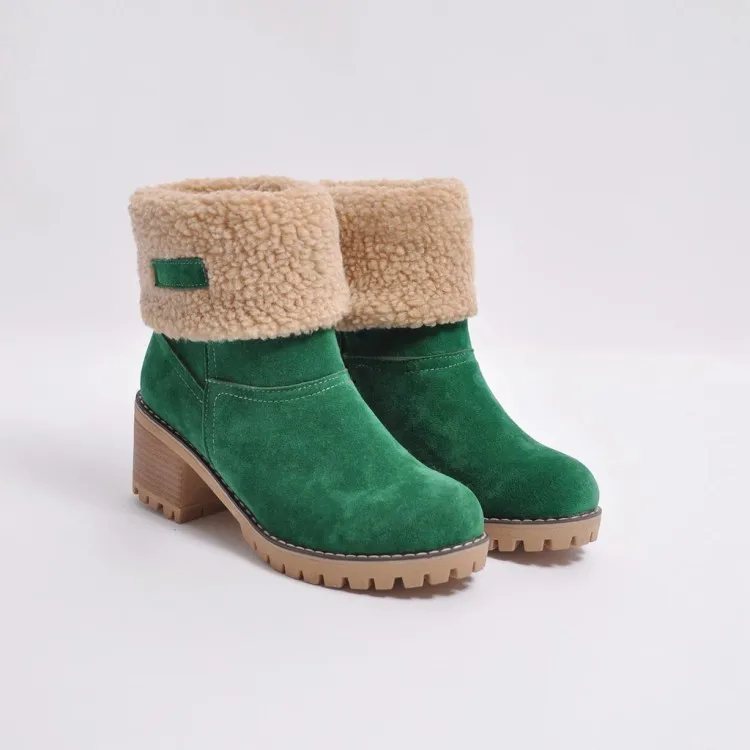 

Mid barrel round head rubber sheep Wool Women's boots in winter 2020