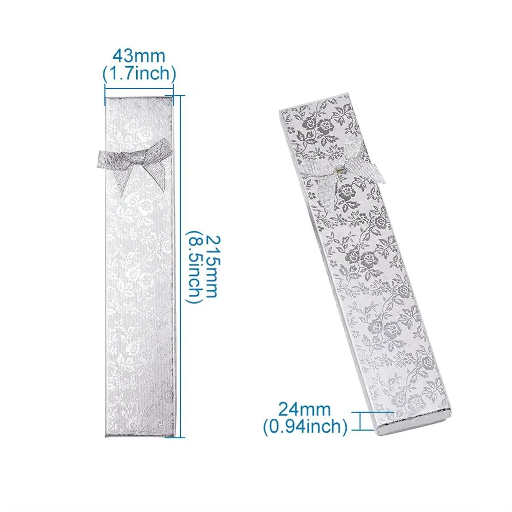 12 шт. прямоугольные коробки для ожерелий с бантиком и губкой внутри браслетов или