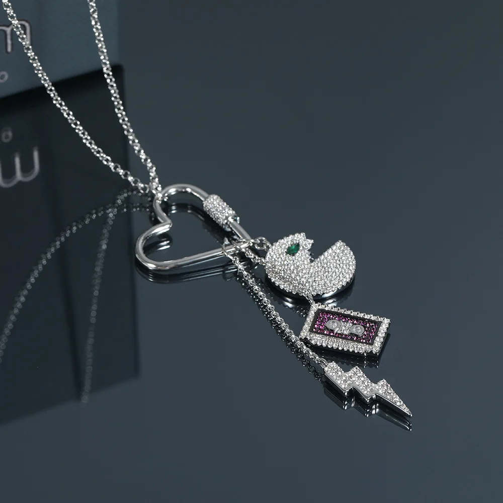 Женское длинное ожерелье в стиле Monaco из стерлингового серебра 925 пробы с молнией