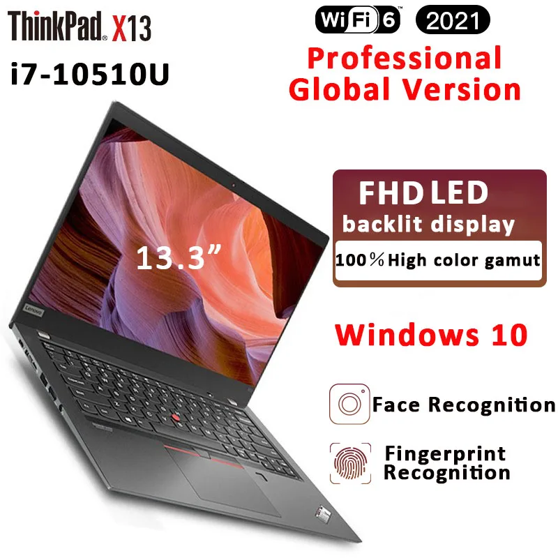 Get Lenovo ThinkPad  X13 laptop  i7-10510U Windows 10  Professional  16GB 1TB SSD Intel 13.3-inch WiFi 6  FHD LED Backlit Display