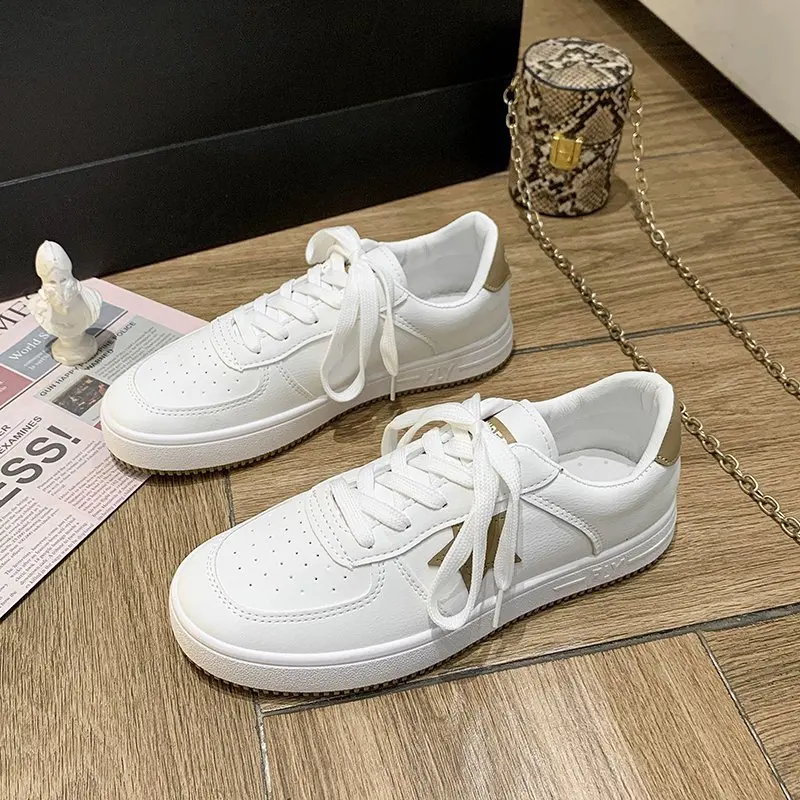 

Кроссовки женские из сплит-кожи, массивные, на шнуровке, повседневная обувь на платформе, белые