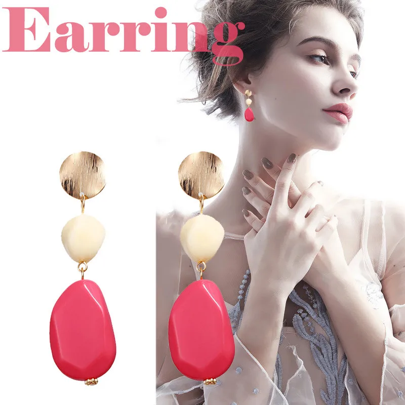 2019 Эффектные серьги капельки креативные Разноцветные из сплава и смолы с