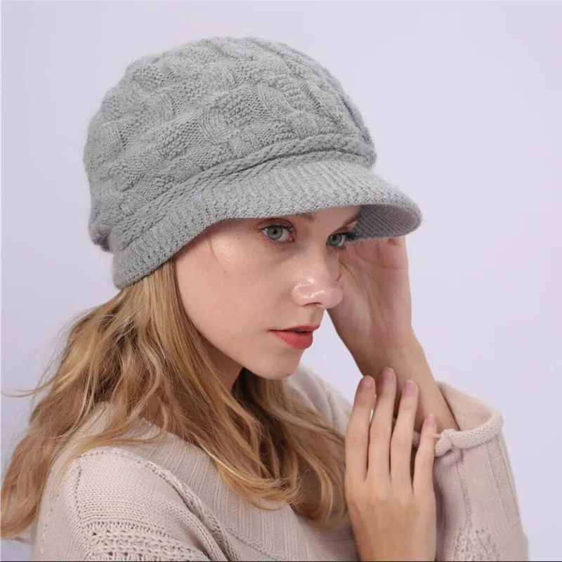 

New arrival Women Knitted caps Ladies Winter Warm Knit Visors Crochet Slouchy Baggy Peaked Caps Female Solid Color Knitted Hats