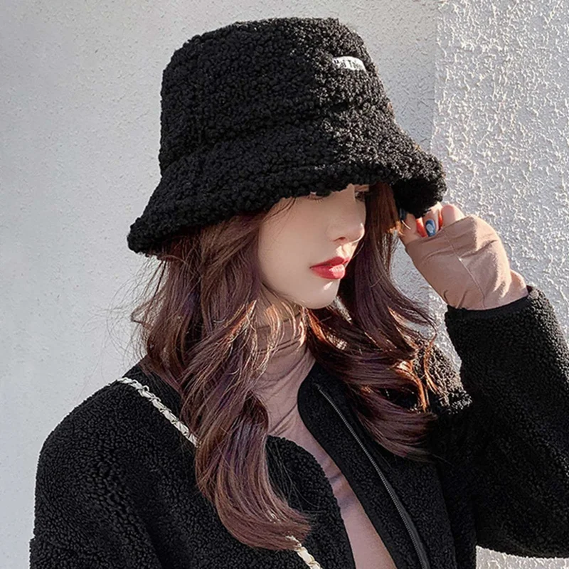

Winter Women Hats Teddy Velvet Warm Ear Protector Fisherman Hat Accessories Vintage Lamb Velvet Cap Lovely Plush Bucket Hat