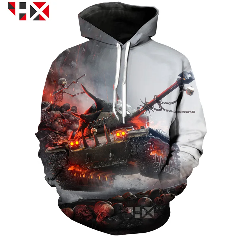 Новинка 2021 г. толстовка с капюшоном в стиле Tank World Модный свитшот унисекс