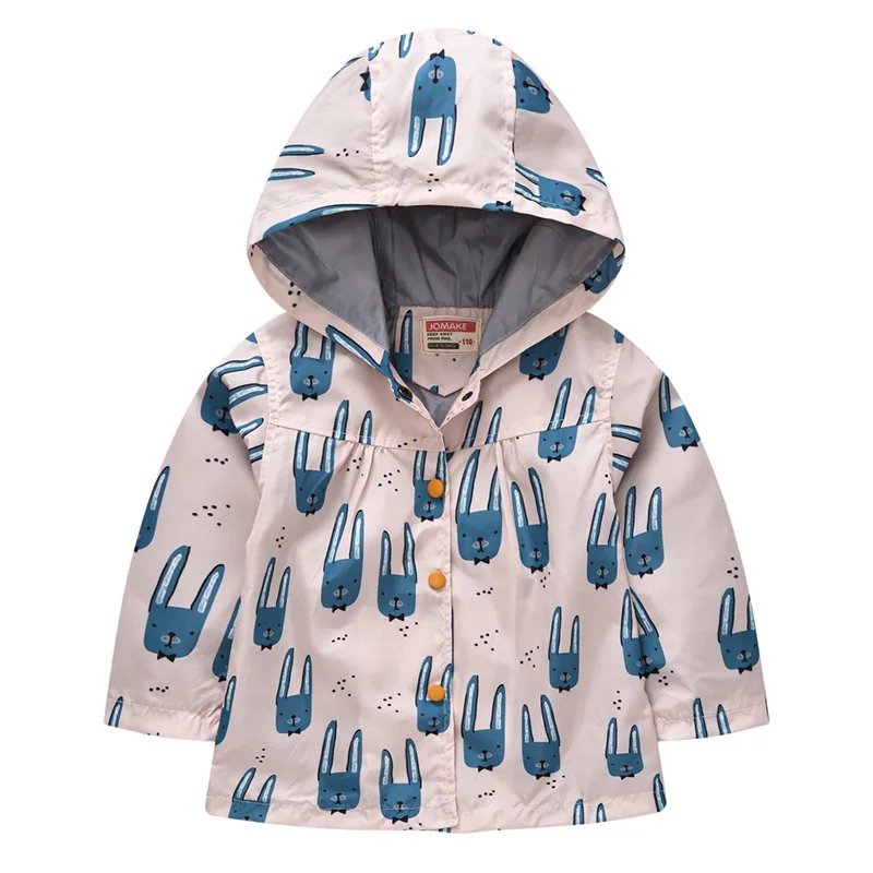 

Children's jacket 2021 spring and autumn girls cute button jacket children's print long-sleeved hooded windbreaker jacket