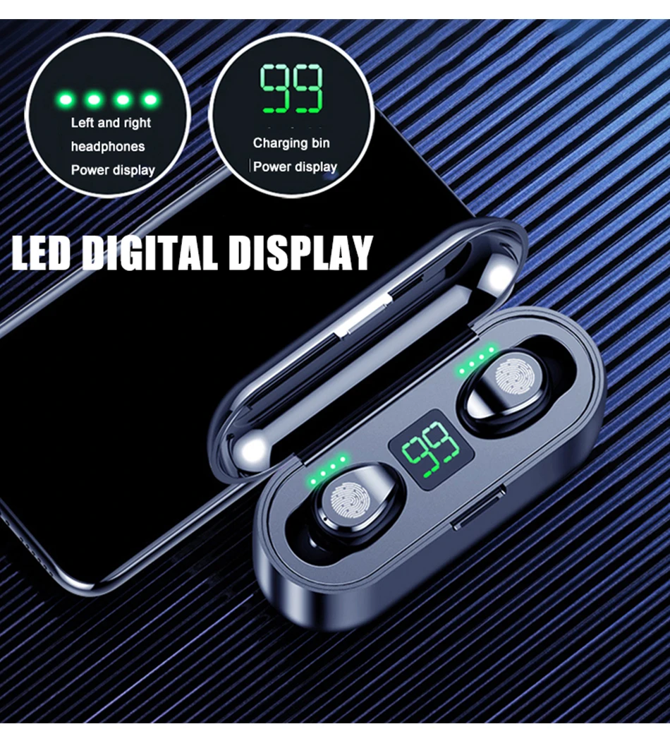 8D стерео сенсорное управление 5 0 TWS Bluetooth наушники беспроводные для 2000 mAh Auriculares
