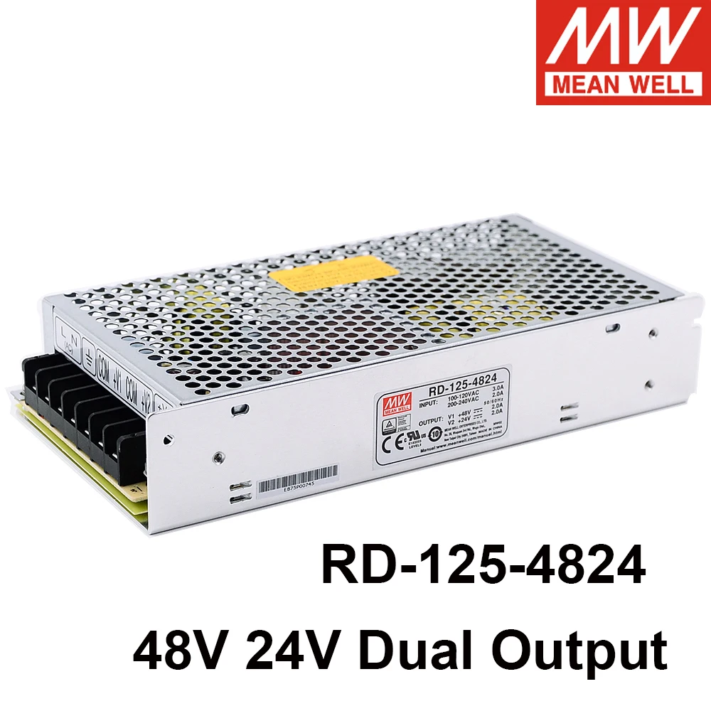 

Mean Well RD-125-4824 144W 2A Dual Output 48V 24V Switching Power Supply meanwell 110/220VAC To DC 48V 0-2.5A 24V 0-4A SMPS