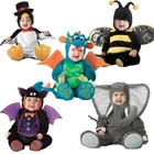 Костюмы на Хэллоуин, искусственный комбинезон, животные, карнавал вечерние, милая забавная Пижама для косплея, детские пчелы, слон, летучие мыши