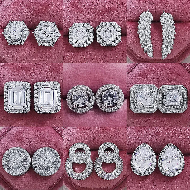 Новое поступление 2021 модные роскошные серьги гвоздики из стерлингового серебра